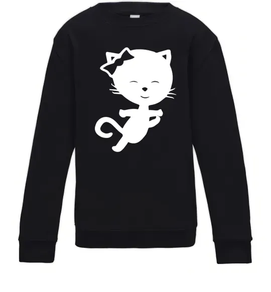 Детский Свитшот Stretching cat Черный фото