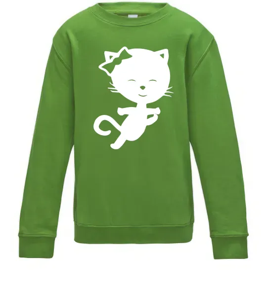 Детский Свитшот Stretching cat Лаймовый фото