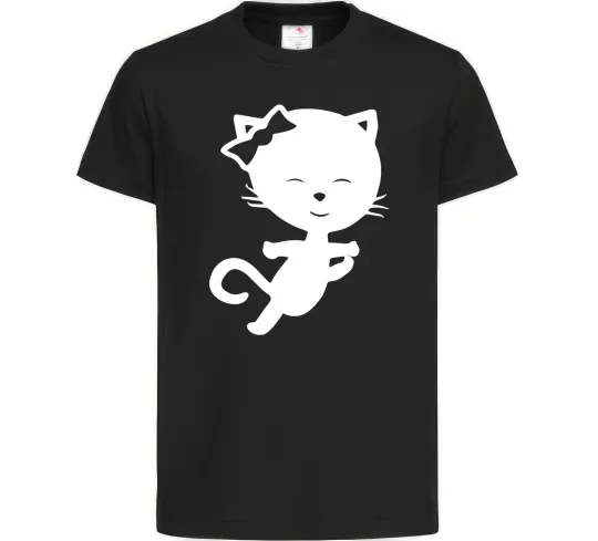 Детская футболка Stretching cat Черный фото