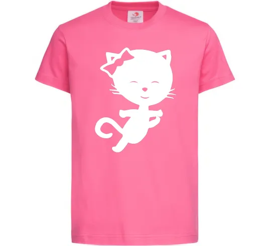 Детская футболка Stretching cat Ярко-розовый фото