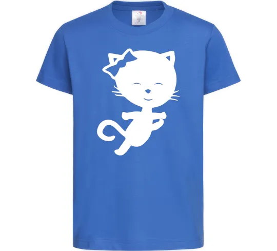 Детская футболка Stretching cat Ярко-синий фото
