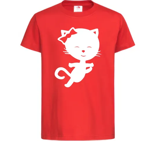 Детская футболка Stretching cat Красный фото
