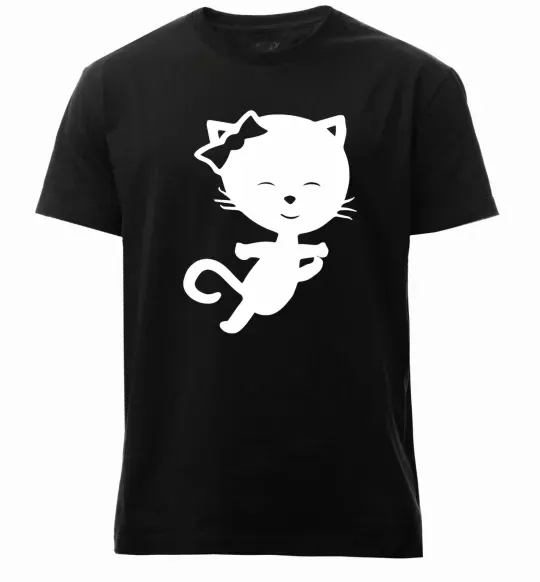 Мужская премиум футболка Stretching cat Черный фото