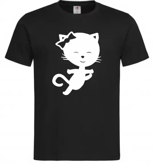 Чоловіча футболка Stretching cat Чорний фото