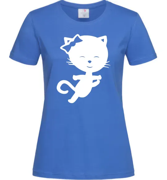 Женская футболка Stretching cat Ярко-синий фото