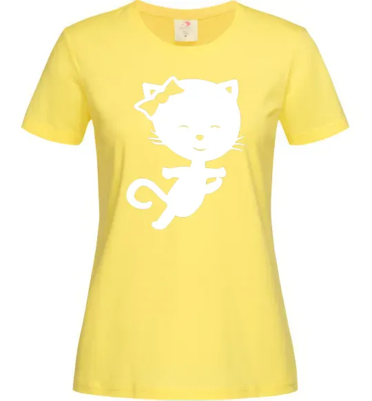 Женская футболка Stretching cat Лимонный фото