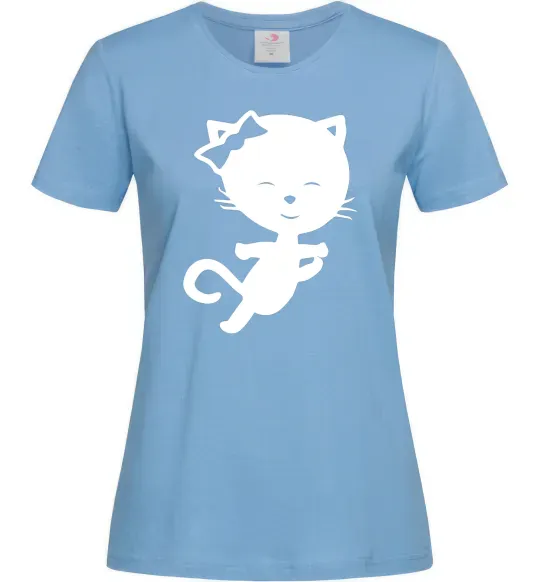 Женская футболка Stretching cat Голубой фото