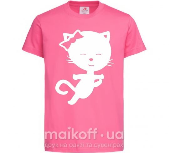 Дитяча футболка Stretching cat Яскраво-рожевий фото
