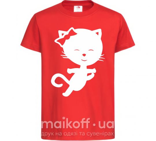 Детская футболка Stretching cat Красный фото