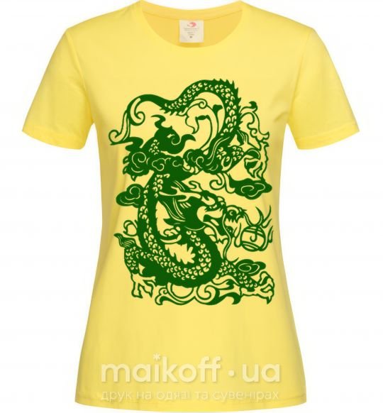Женская футболка Дракон зеленый Лимонный фото