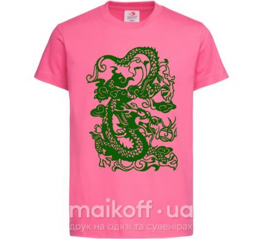 Детская футболка Дракон зеленый Ярко-розовый фото