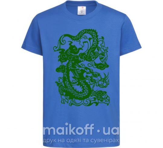 Детская футболка Дракон зеленый Ярко-синий фото