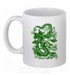 Чашка керамическая Дракон зеленый Белый фото