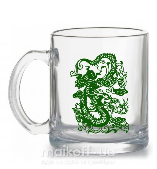 Чашка скляна Дракон зеленый Прозорий фото