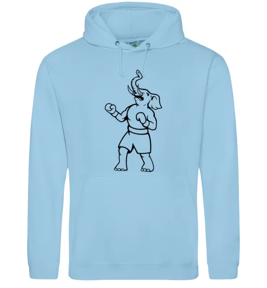 Мужская толстовка (худи) Слон боксер Голубой фото
