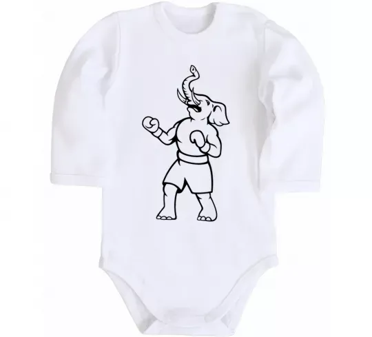 Дитячий бодік Слон боксер Білий фото