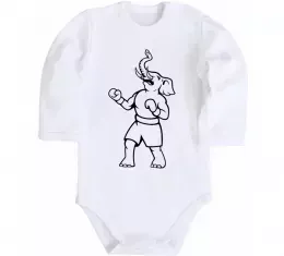 Дитячий бодік Слон боксер Білий фото