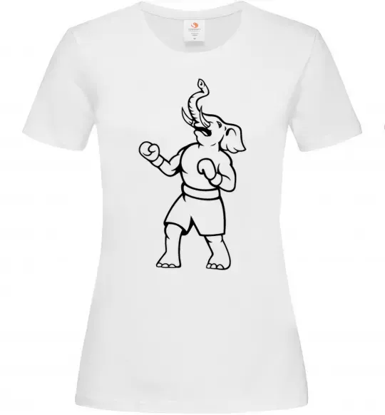 Жіноча футболка Слон боксер Білий фото