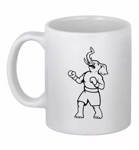 Чашка керамическая Слон боксер Белый фото