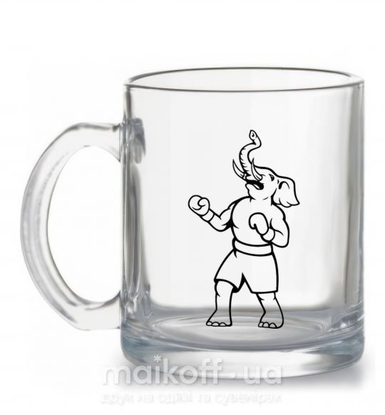 Чашка скляна Слон боксер Прозорий фото