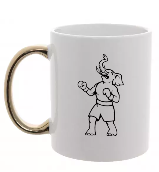 Чашка з кольоровою ручкою Слон боксер Золото фото