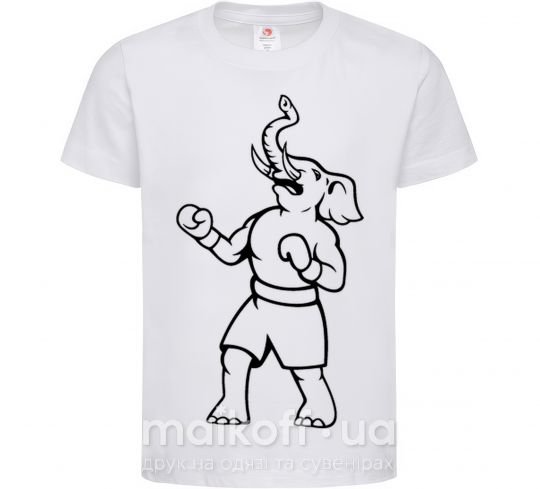 Детская футболка Слон боксер Белый фото