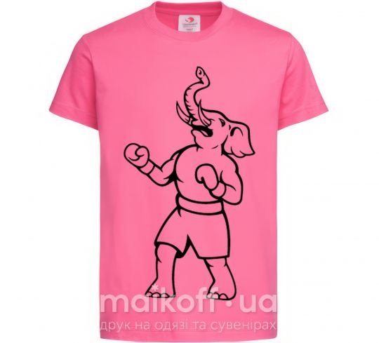 Детская футболка Слон боксер Ярко-розовый фото