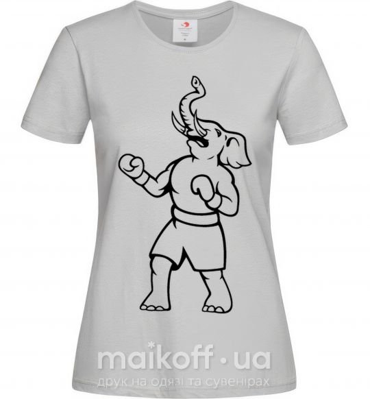 Жіноча футболка Слон боксер Сірий фото