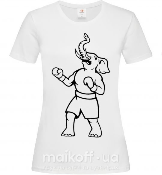 Жіноча футболка Слон боксер Білий фото