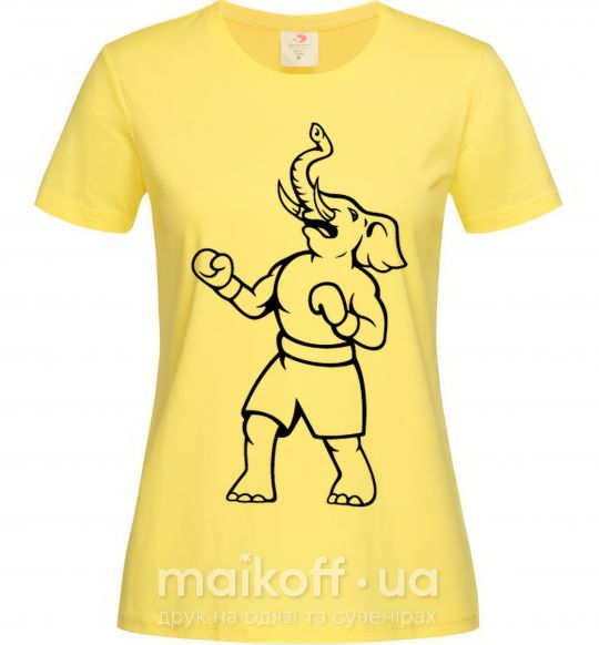 Женская футболка Слон боксер Лимонный фото