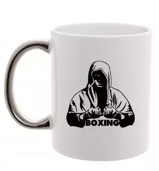 Чашка с цветной ручкой Boxing Серебро фото