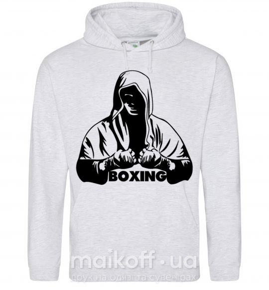 Мужская толстовка (худи) Boxing Серый меланж фото