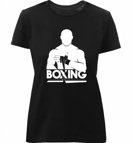 Жіноча преміум футболка Boxing man Чорний фото