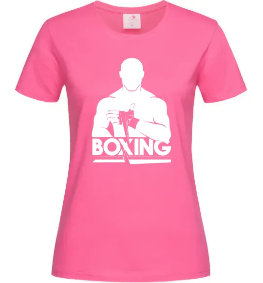 Женская футболка Boxing man Ярко-розовый фото