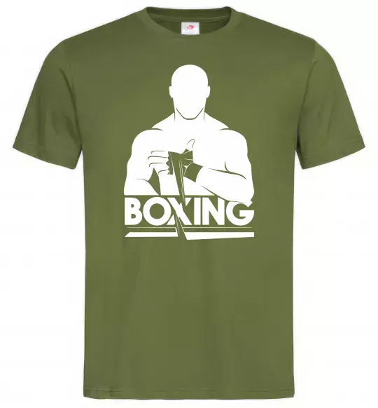 Мужская футболка Boxing man Оливковый фото