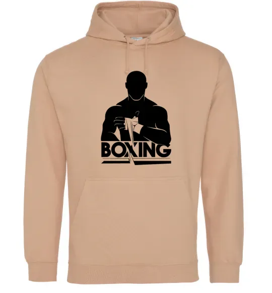 Женская толстовка (худи) Boxing man Песочный фото