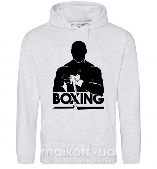 Чоловіча толстовка (худі) Boxing man Сірий меланж фото