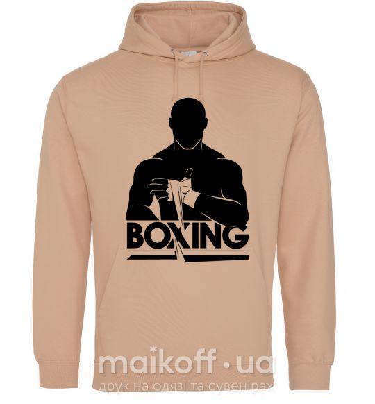 Чоловіча толстовка (худі) Boxing man Пісочний фото