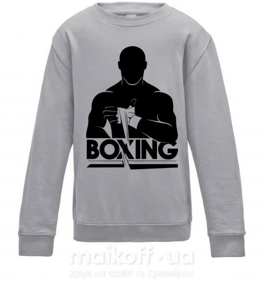 Детский Свитшот Boxing man Серый меланж фото