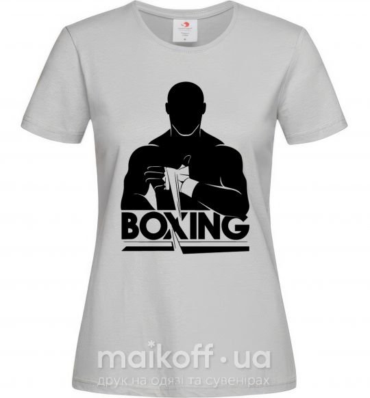 Жіноча футболка Boxing man Сірий фото