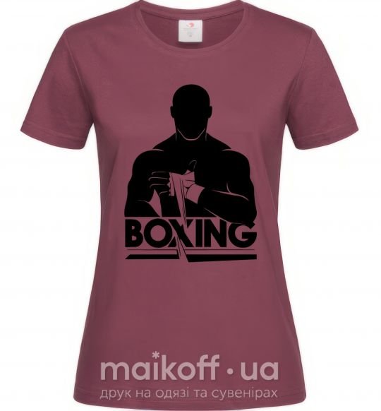 Жіноча футболка Boxing man Бордовий фото