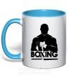 Чашка з кольоровою ручкою Boxing man Блакитний фото