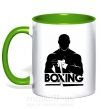 Чашка з кольоровою ручкою Boxing man Зелений фото