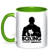 Чашка с цветной ручкой Boxing man Зеленый фото