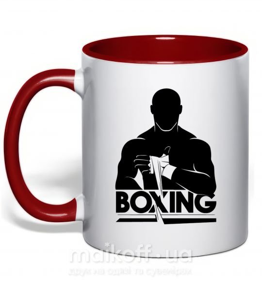 Чашка с цветной ручкой Boxing man Красный фото