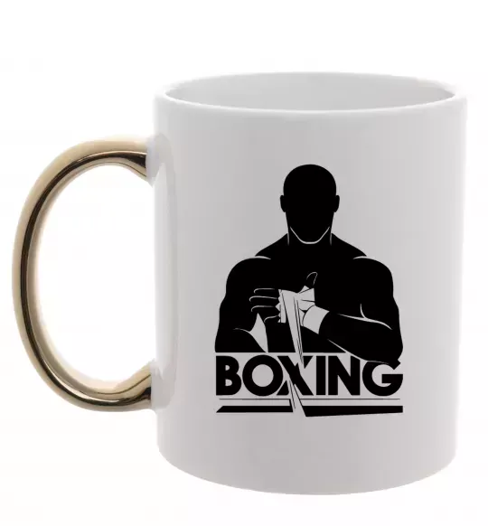 Чашка с цветной ручкой Boxing man Золото фото
