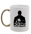 Чашка с цветной ручкой Boxing man Золото фото