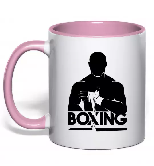 Чашка с цветной ручкой Boxing man Нежно розовый фото
