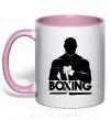 Чашка з кольоровою ручкою Boxing man Ніжно рожевий фото