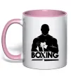 Чашка с цветной ручкой Boxing man Нежно розовый фото